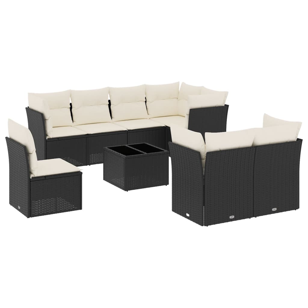 9-delige Loungeset met kussens poly rattan