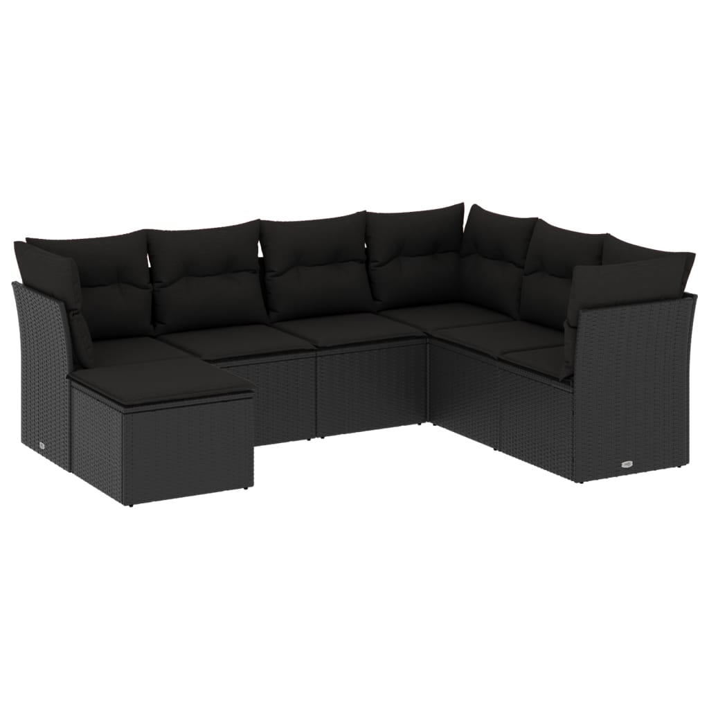 7-delige Loungeset met kussens poly rattan