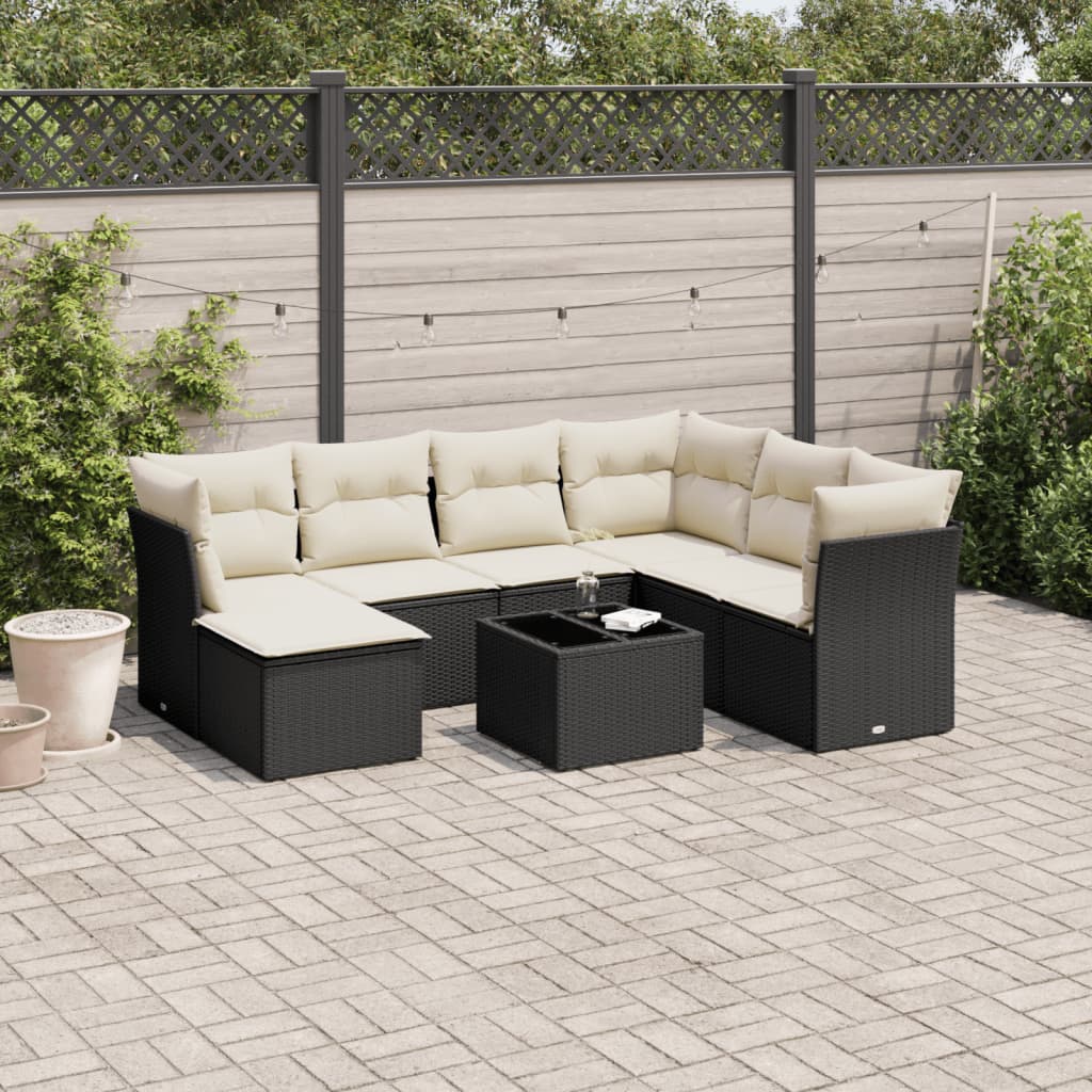 7-delige Loungeset met kussens poly rattan