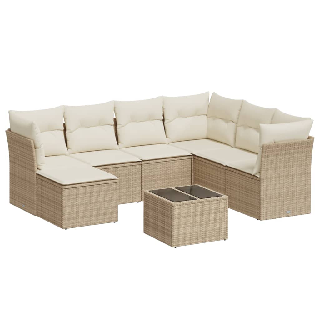 7-delige Loungeset met kussens poly rattan