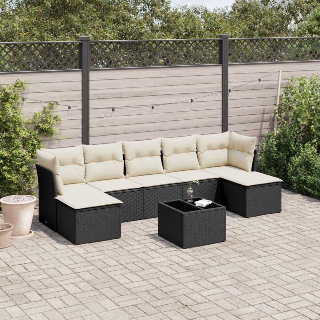 7-delige Loungeset met kussens poly rattan