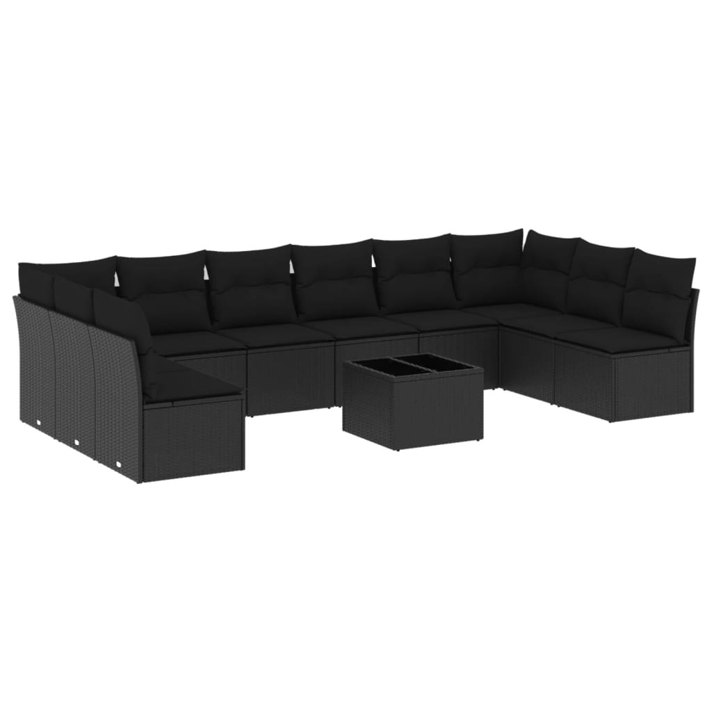 11-delige Loungeset met kussens poly rattan