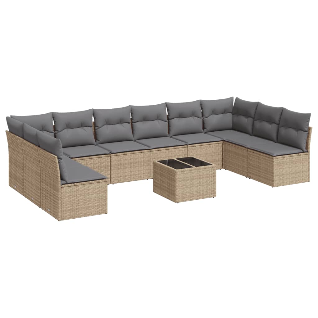 11-delige Loungeset met kussens poly rattan