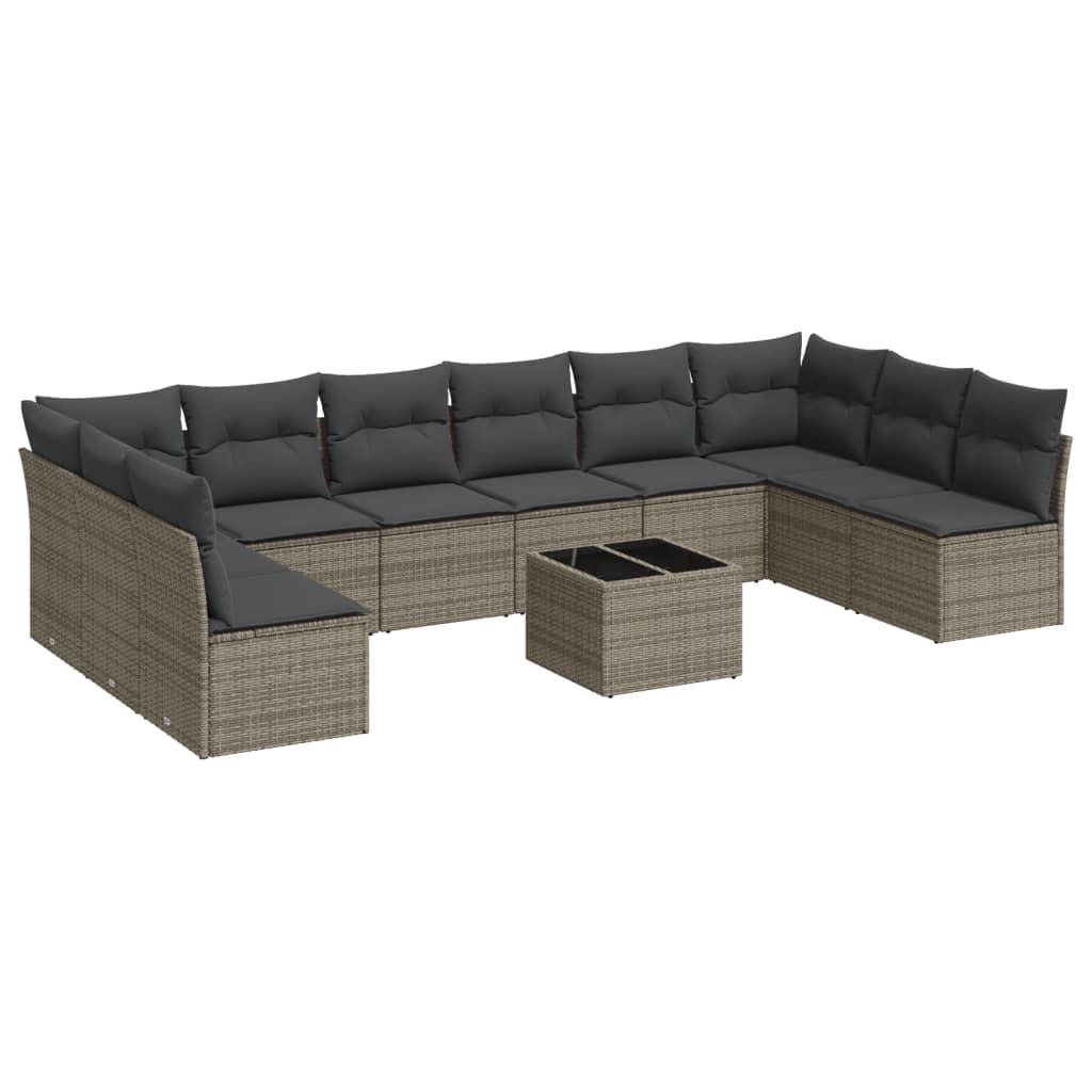 11-delige Loungeset met kussens poly rattan