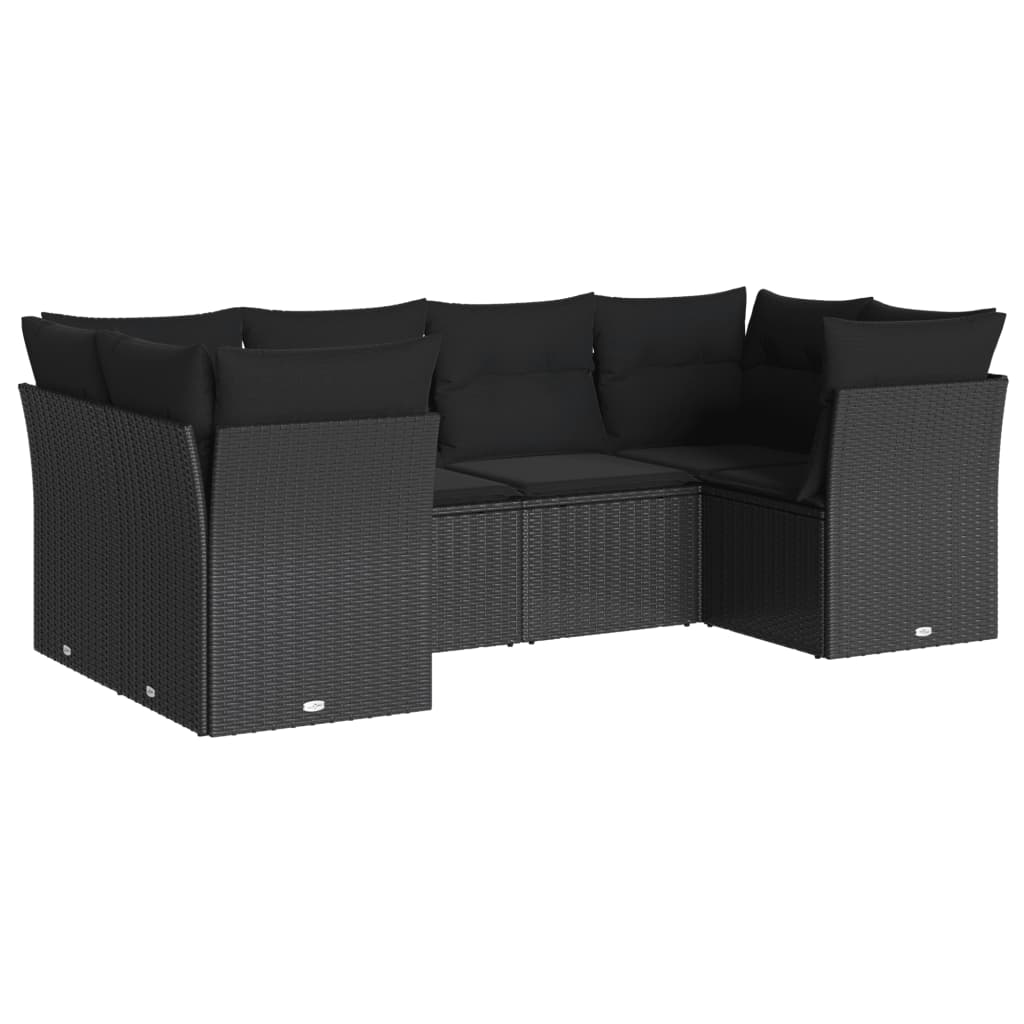 6-delige Loungeset met kussens poly rattan