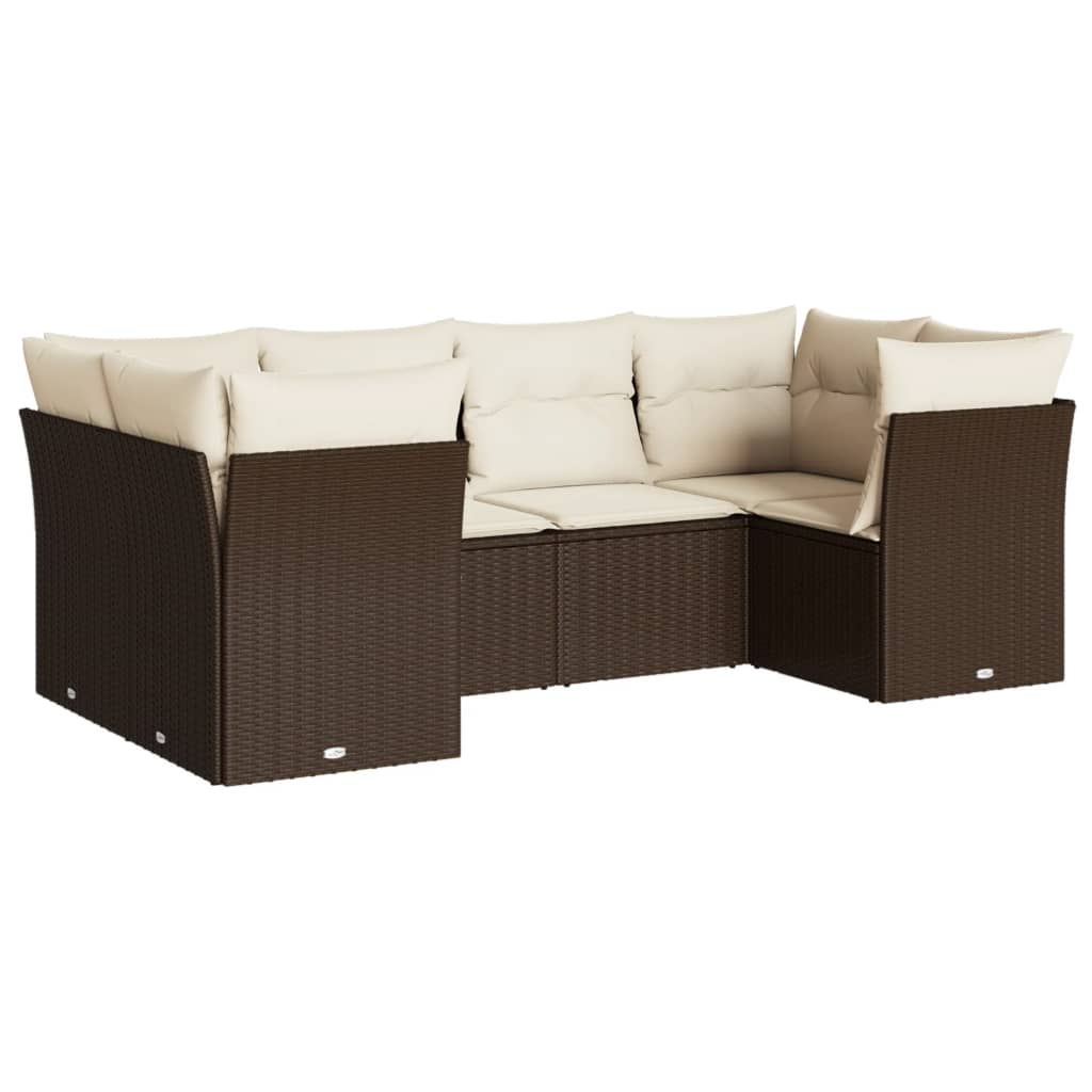 6-delige Loungeset met kussens poly rattan