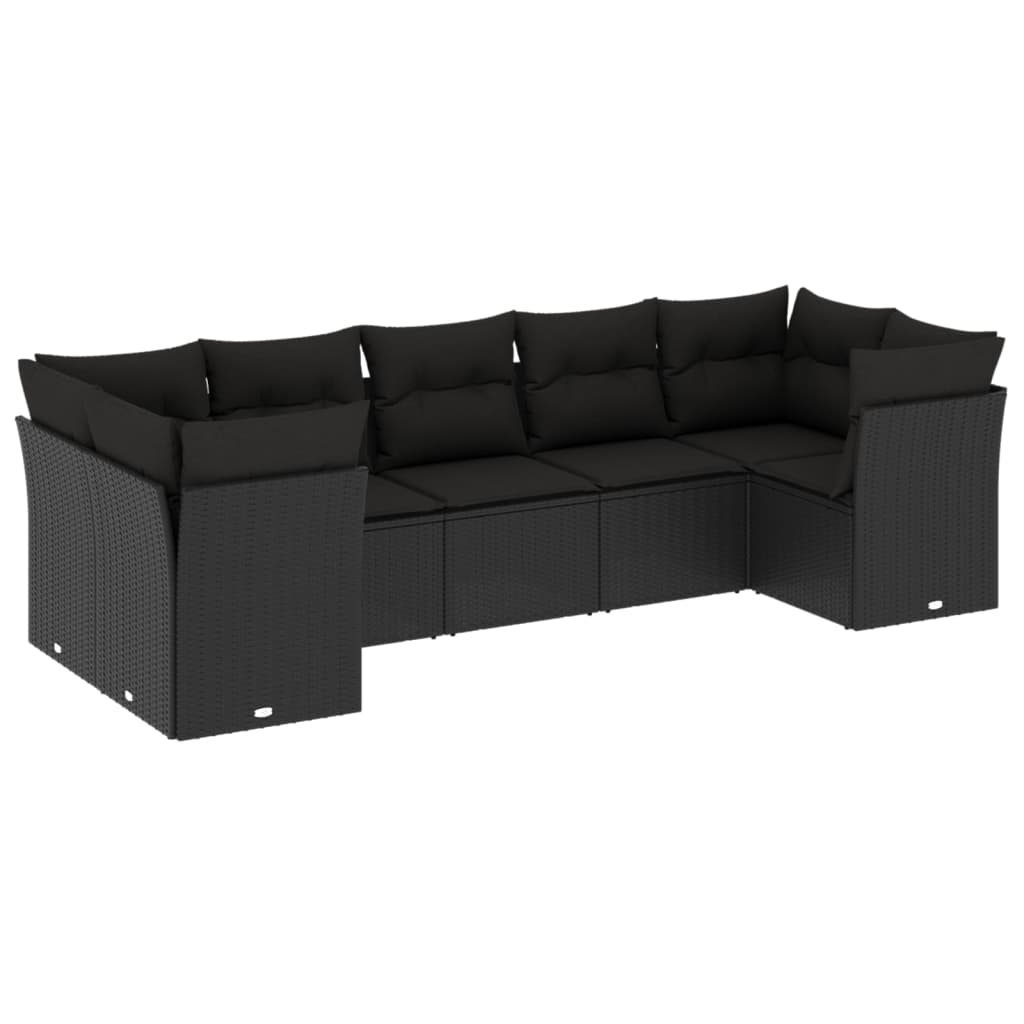 7-delige Loungeset met kussens poly rattan