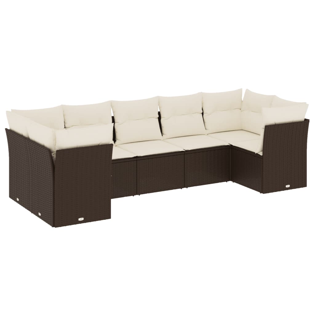 7-delige Loungeset met kussens poly rattan