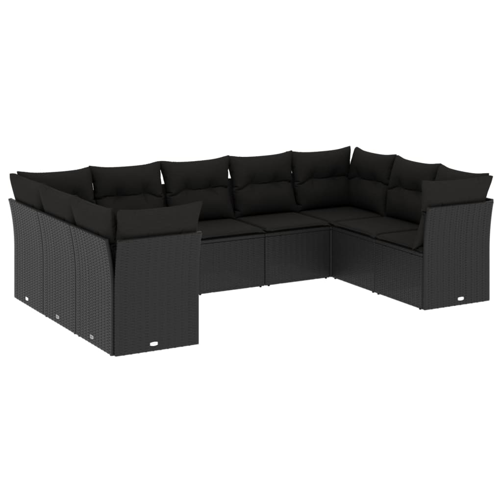 10-delige Loungeset met kussens poly rattan