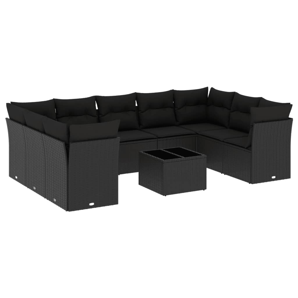 10-delige Loungeset met kussens poly rattan