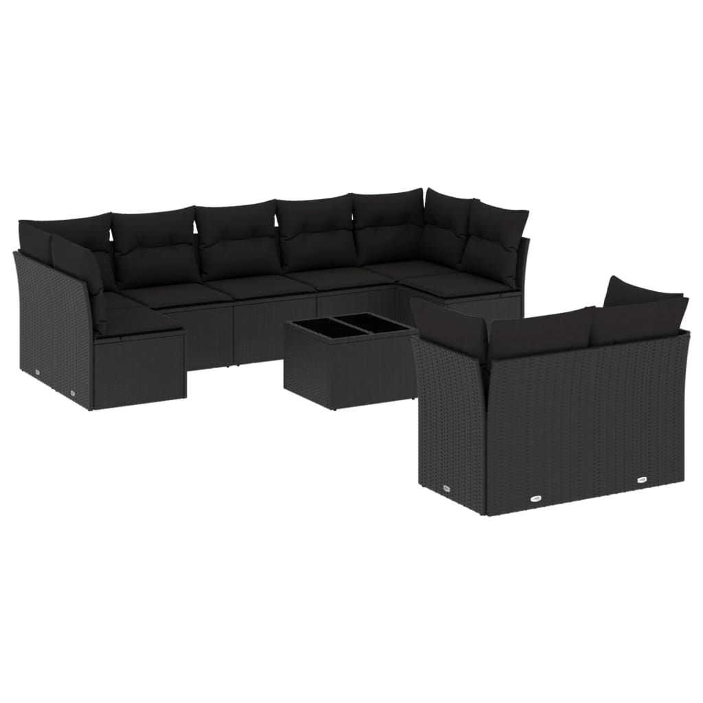 10-delige Loungeset met kussens poly rattan