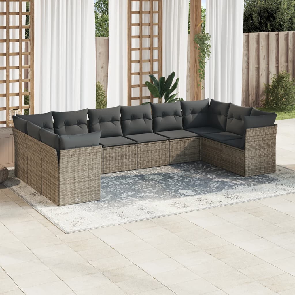 11-delige Loungeset met kussens poly rattan