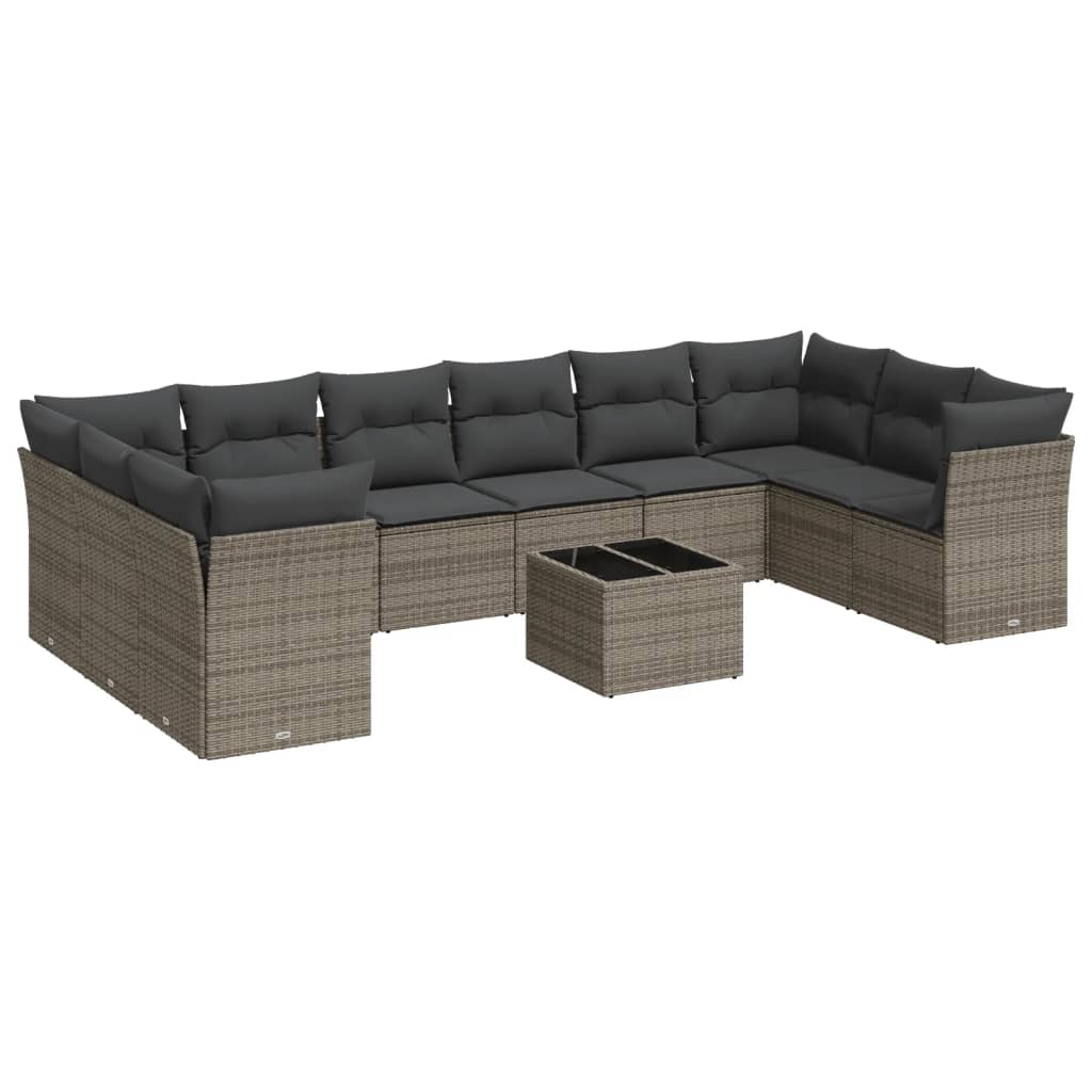 11-delige Loungeset met kussens poly rattan