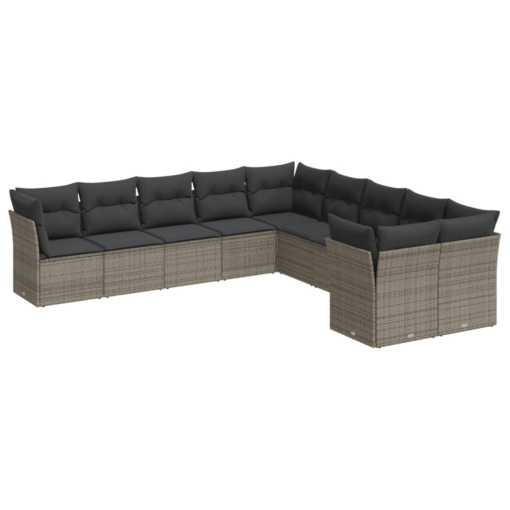 11-delige Tuinset met kussens poly rattan beige