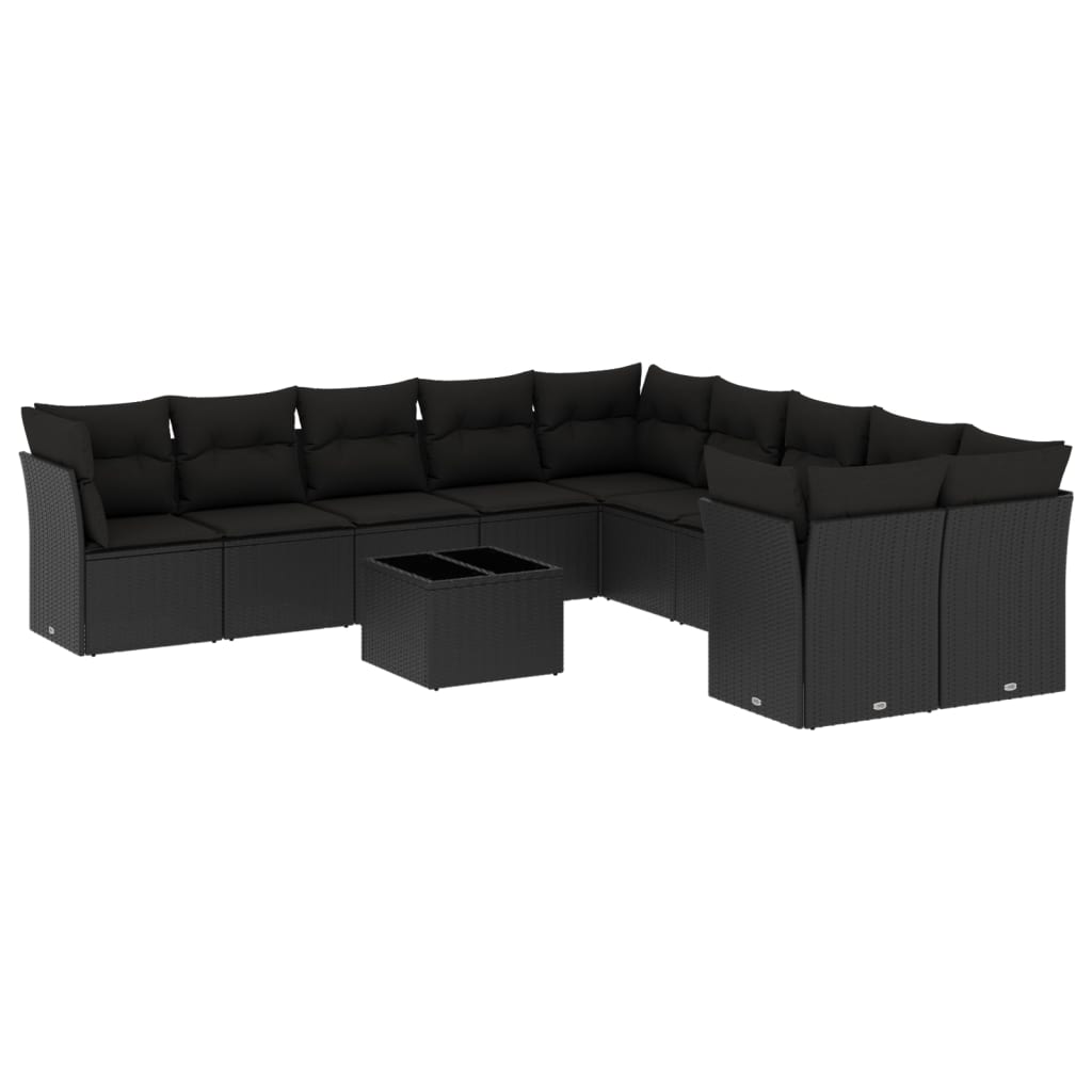 10-delige Loungeset met kussens poly rattan