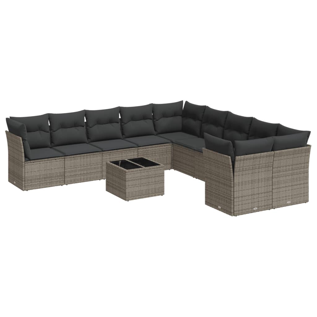 10-delige Loungeset met kussens poly rattan