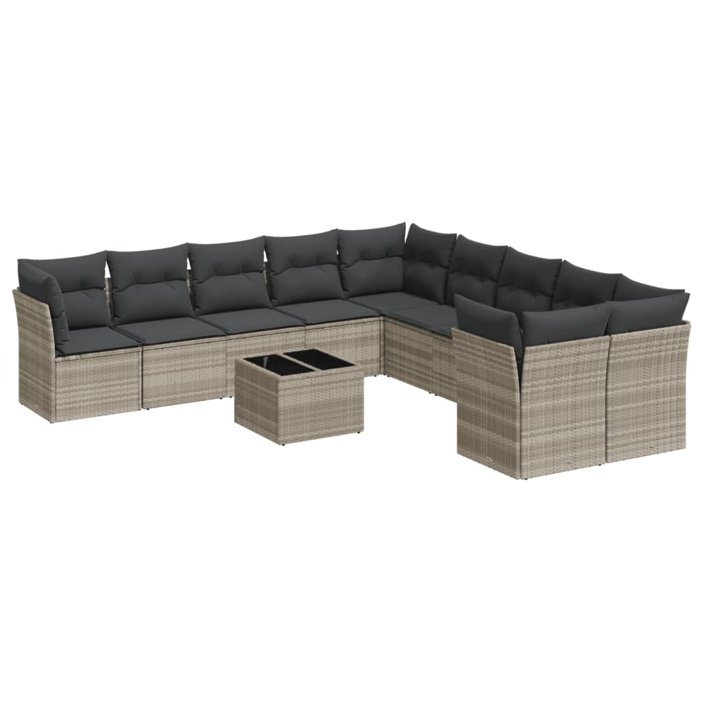 11-delige Tuinset met kussens poly rattan beige