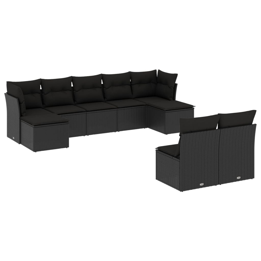 10-delige Loungeset met kussens poly rattan