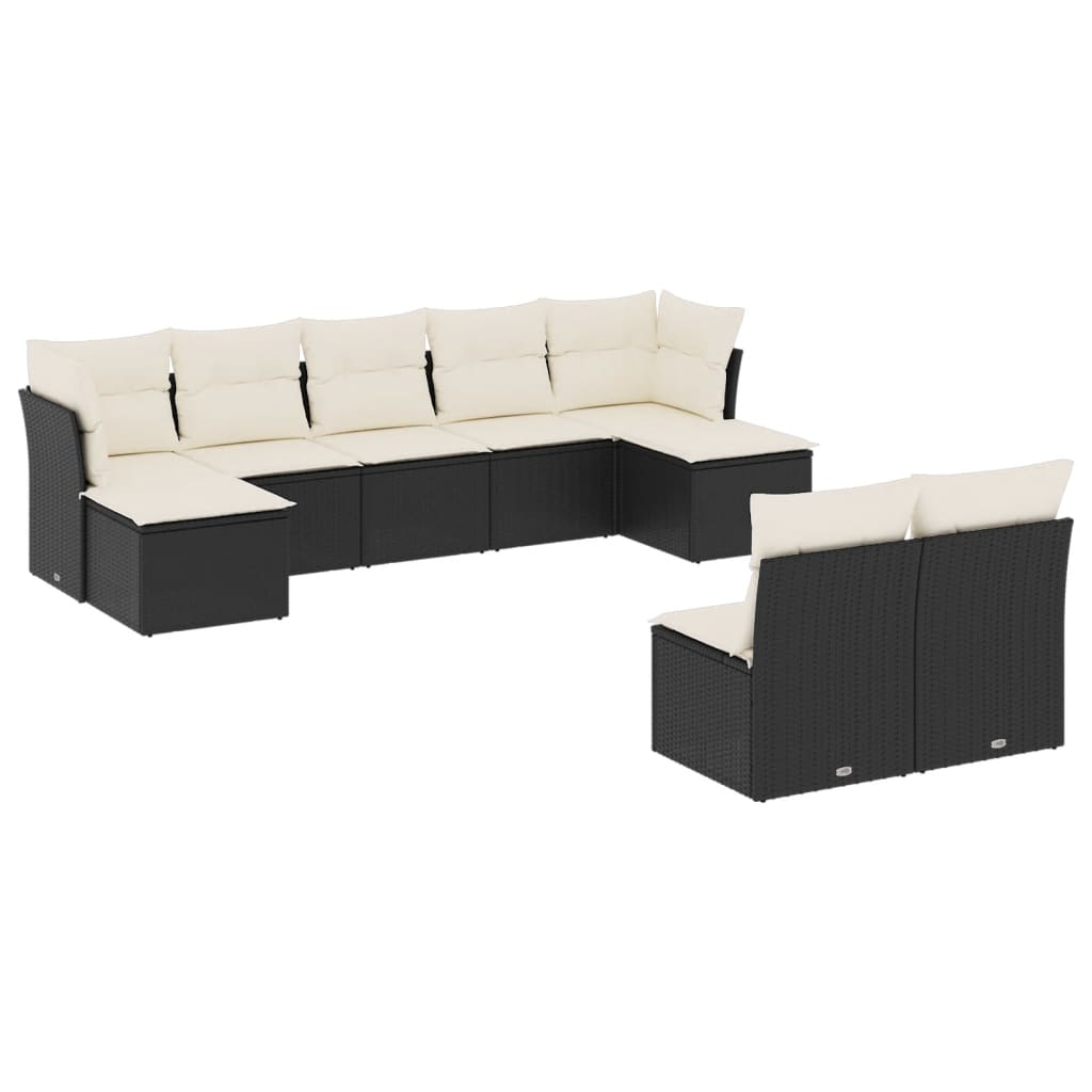 10-delige Loungeset met kussens poly rattan