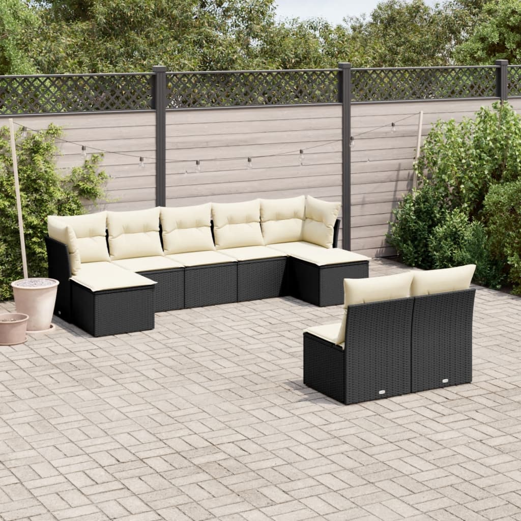 10-delige Loungeset met kussens poly rattan