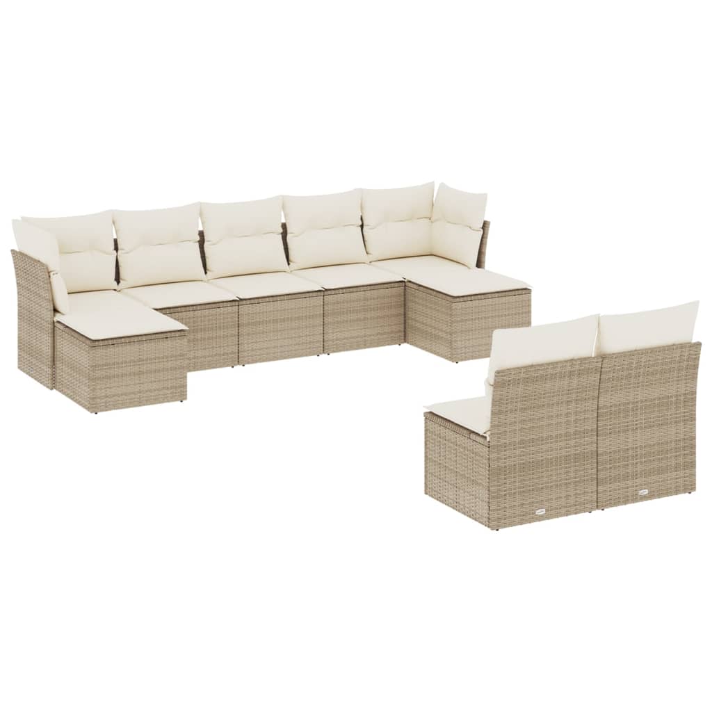 10-delige Loungeset met kussens poly rattan