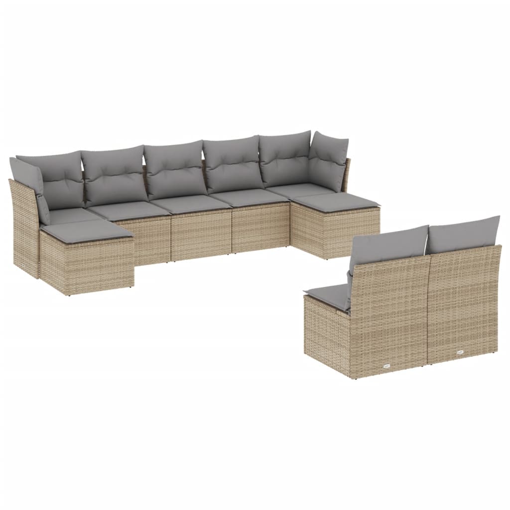 10-delige Loungeset met kussens poly rattan