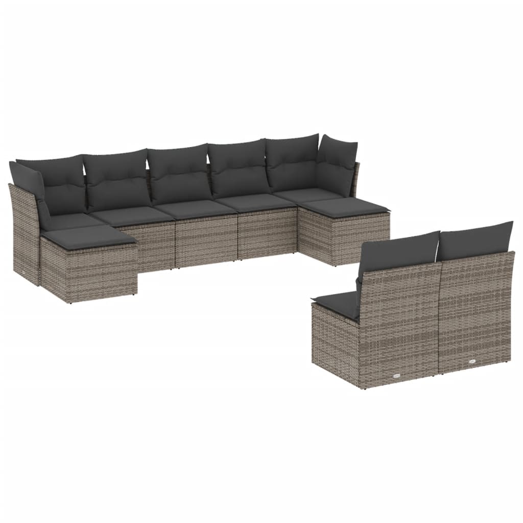 10-delige Loungeset met kussens poly rattan