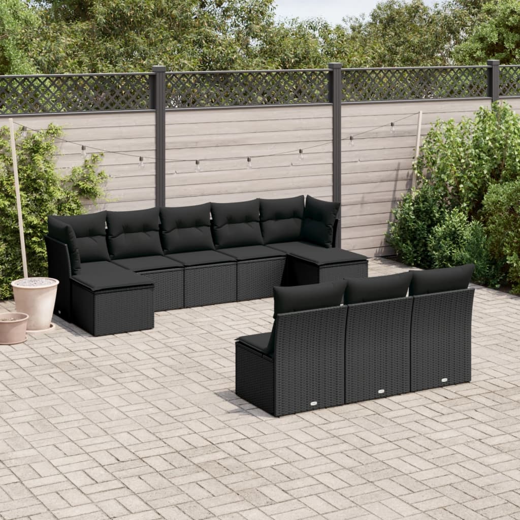 11-delige Tuinset met kussens poly rattan beige