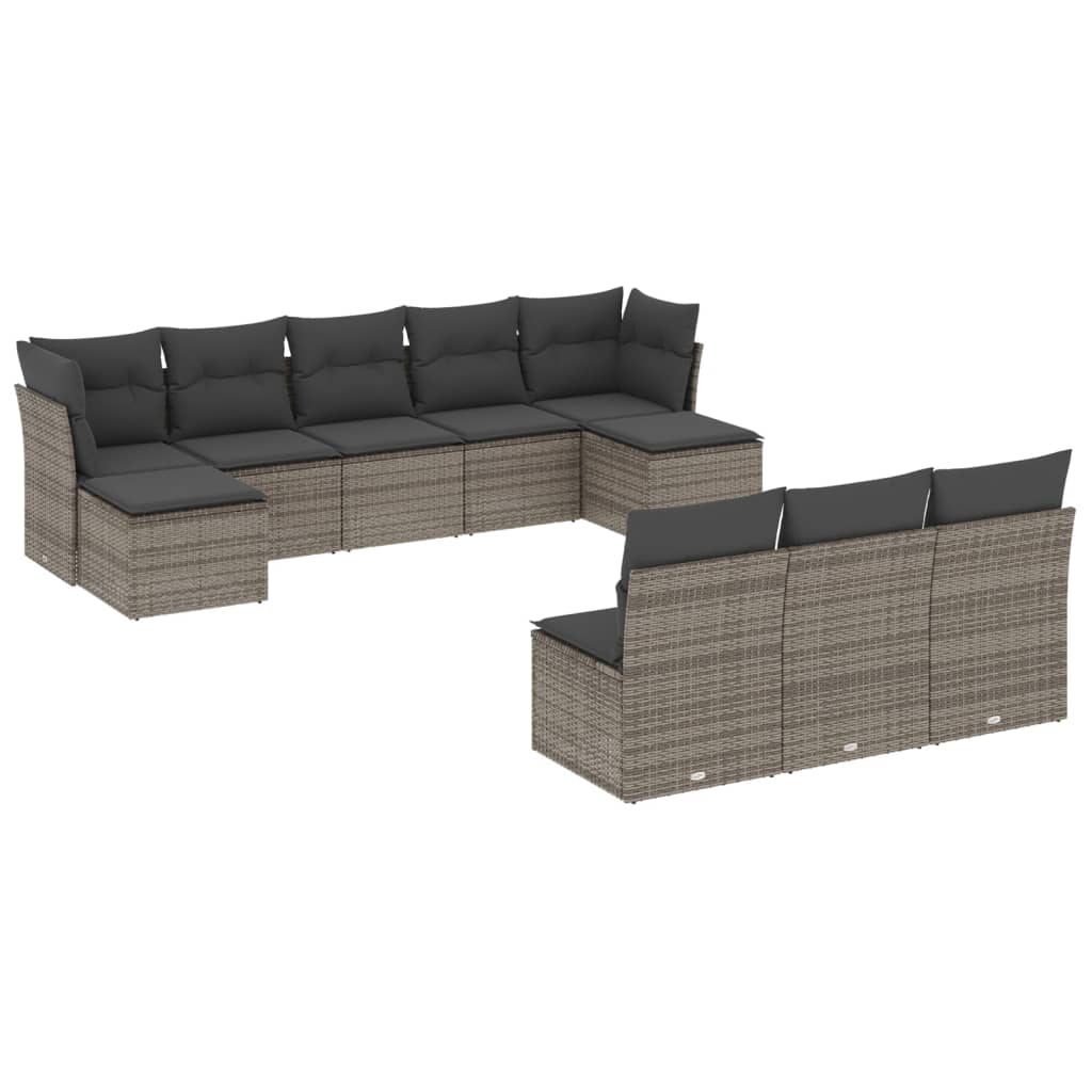 11-delige Tuinset met kussens poly rattan beige