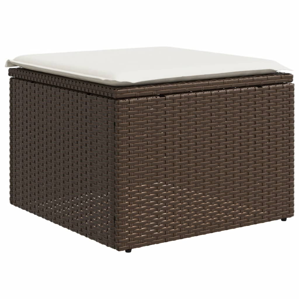 11-delige Tuinset met kussens poly rattan beige