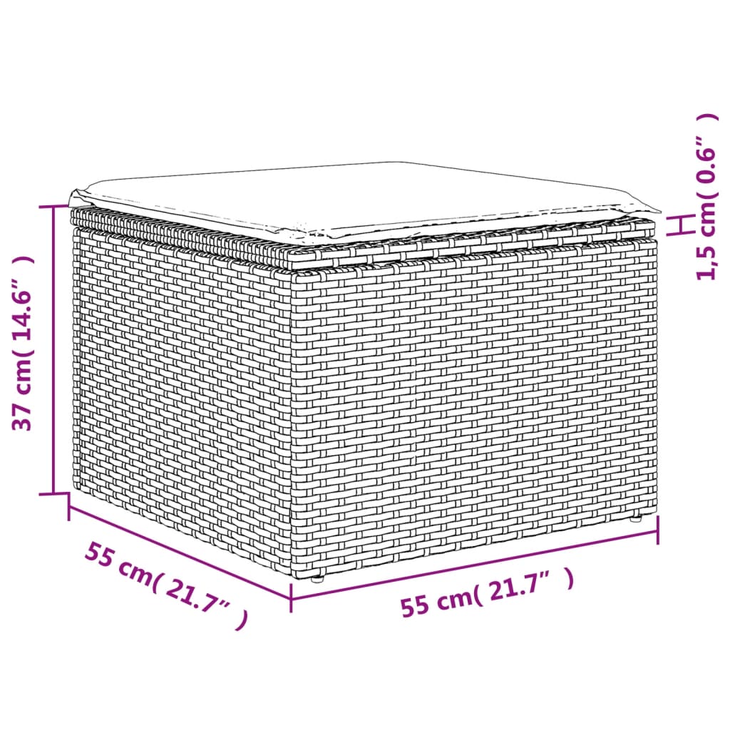 11-delige Tuinset met kussens poly rattan beige