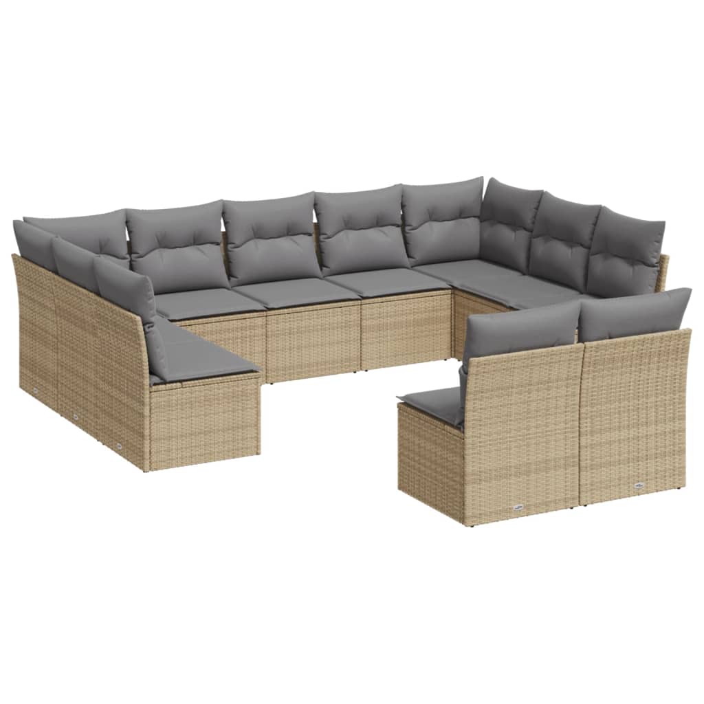 12-delige Loungeset met kussens poly rattan