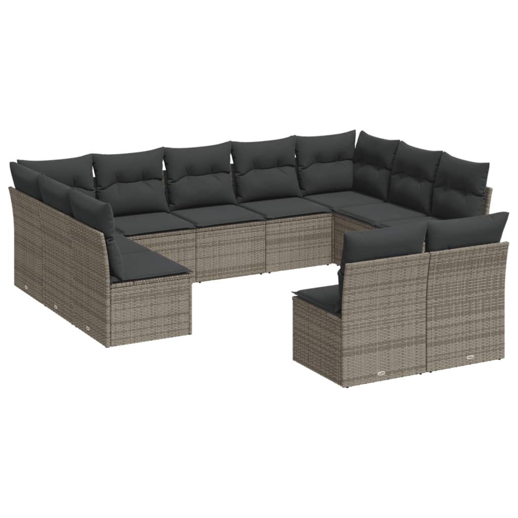 12-delige Loungeset met kussens poly rattan