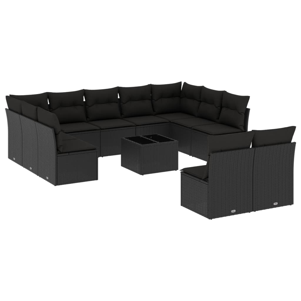 12-delige Loungeset met kussens poly rattan