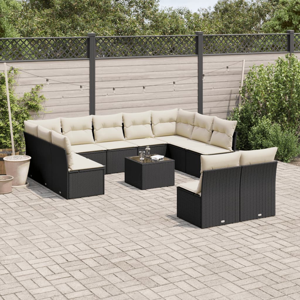 12-delige Loungeset met kussens poly rattan