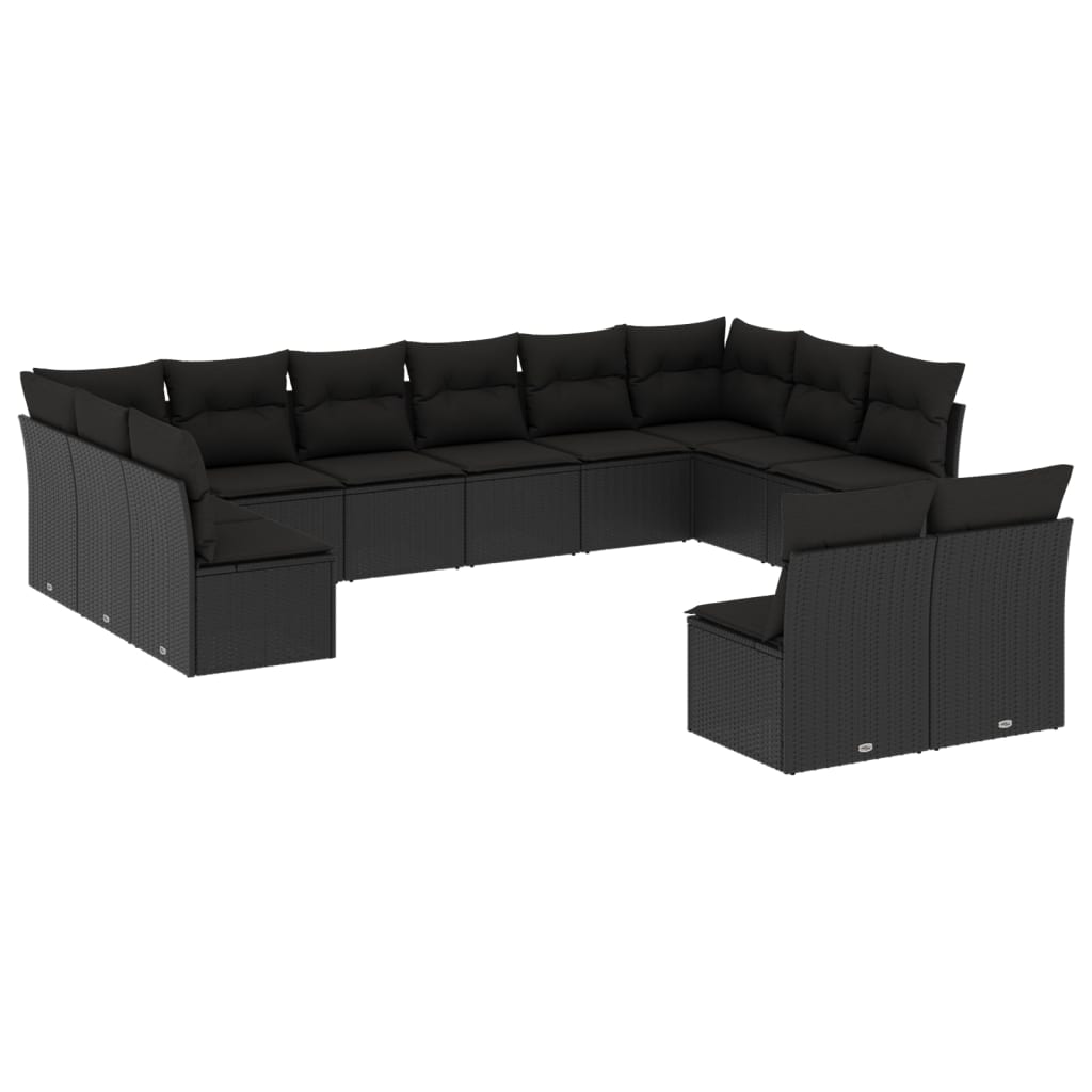 12-delige Loungeset met kussens poly rattan