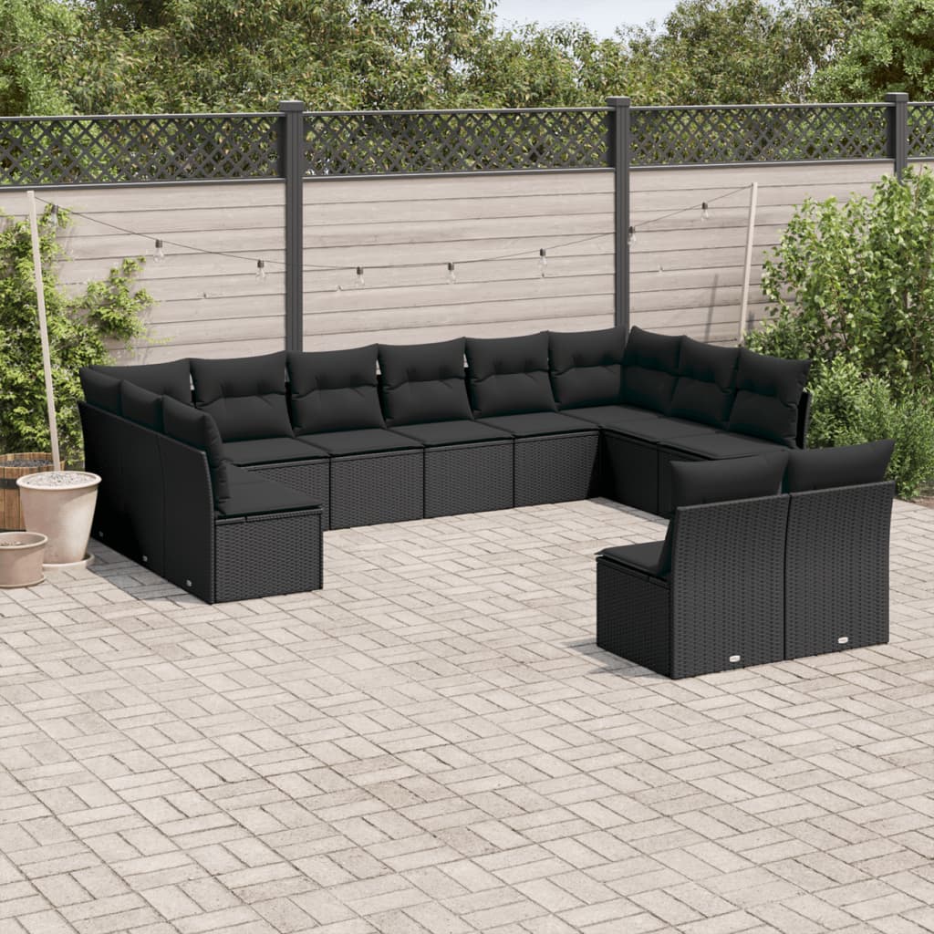 12-delige Loungeset met kussens poly rattan