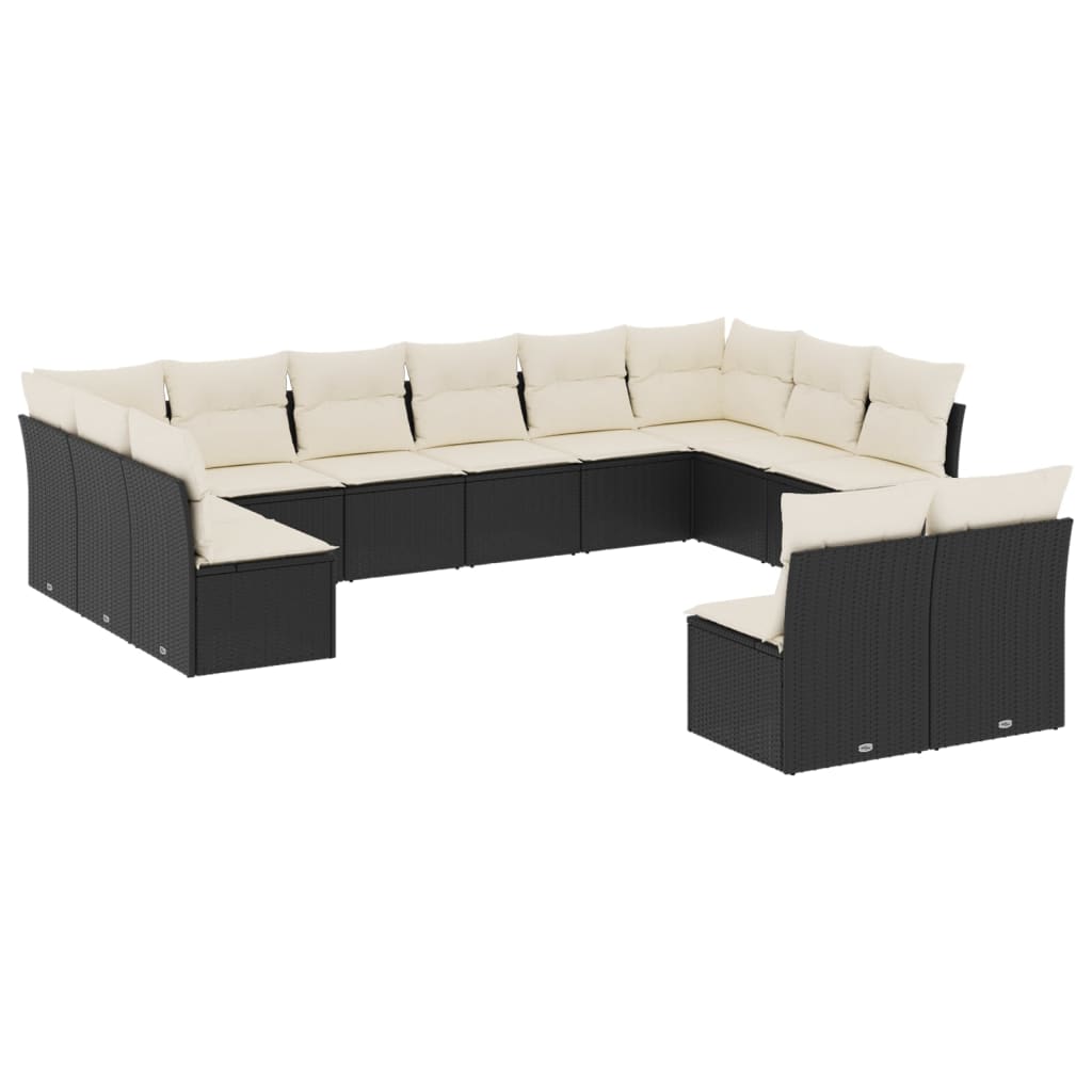 12-delige Loungeset met kussens poly rattan