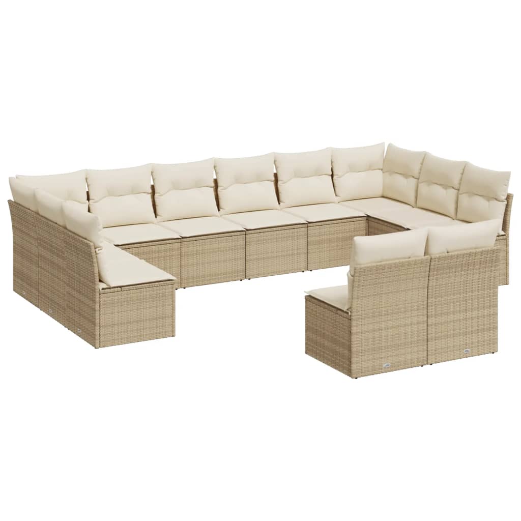 12-delige Loungeset met kussens poly rattan