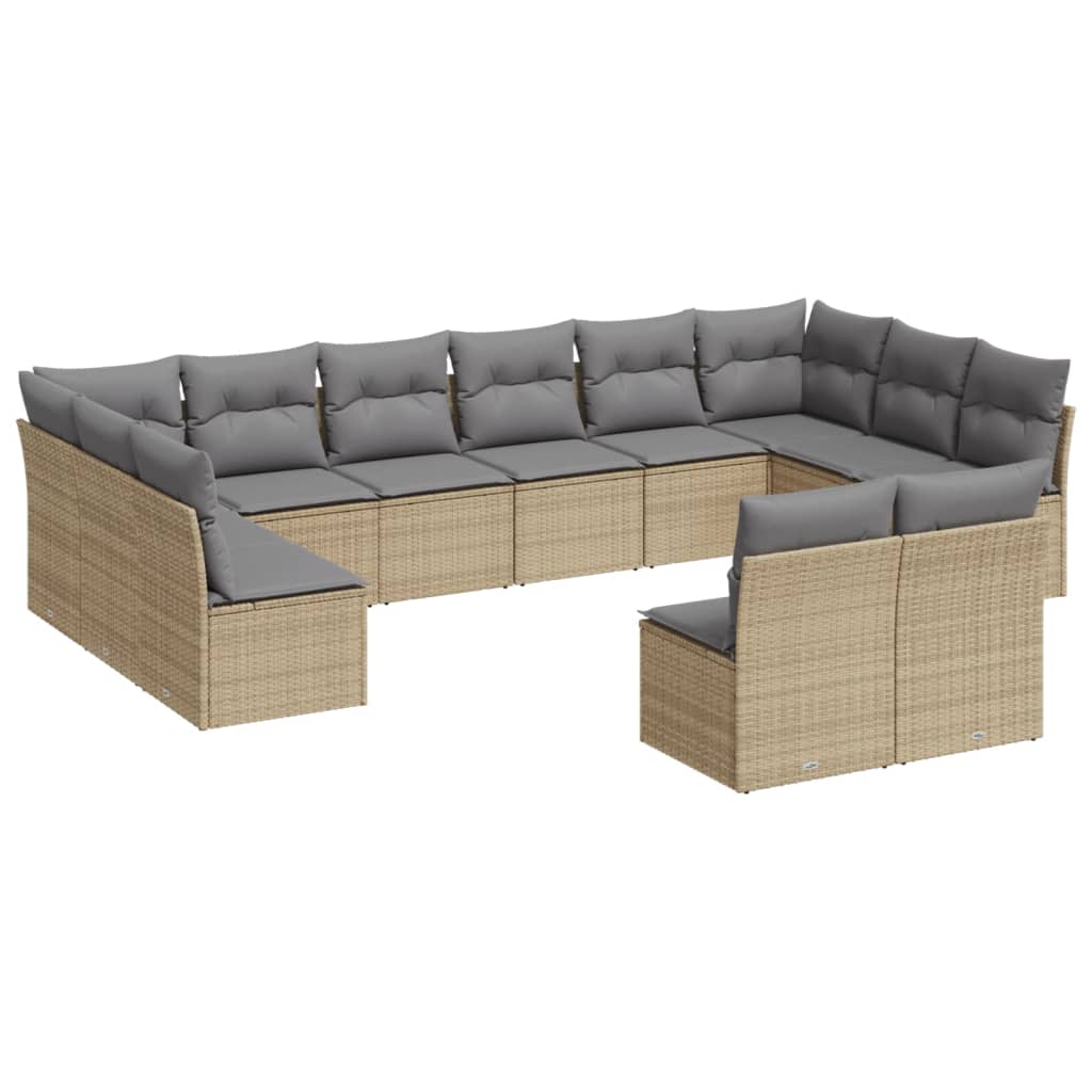 12-delige Loungeset met kussens poly rattan