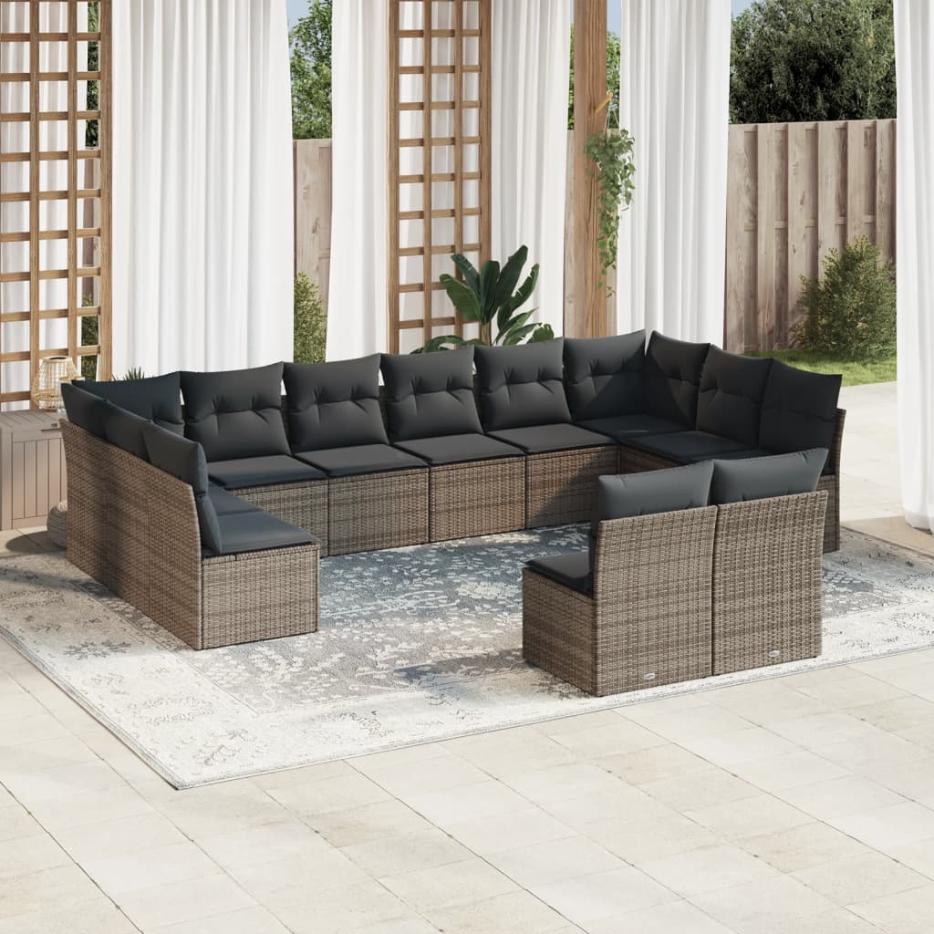 12-delige Loungeset met kussens poly rattan