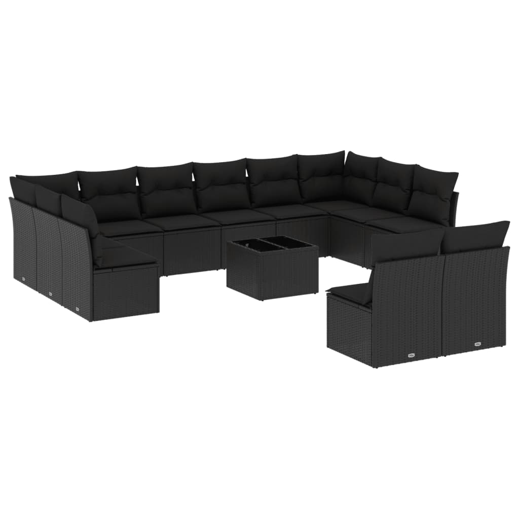 12-delige Loungeset met kussens poly rattan