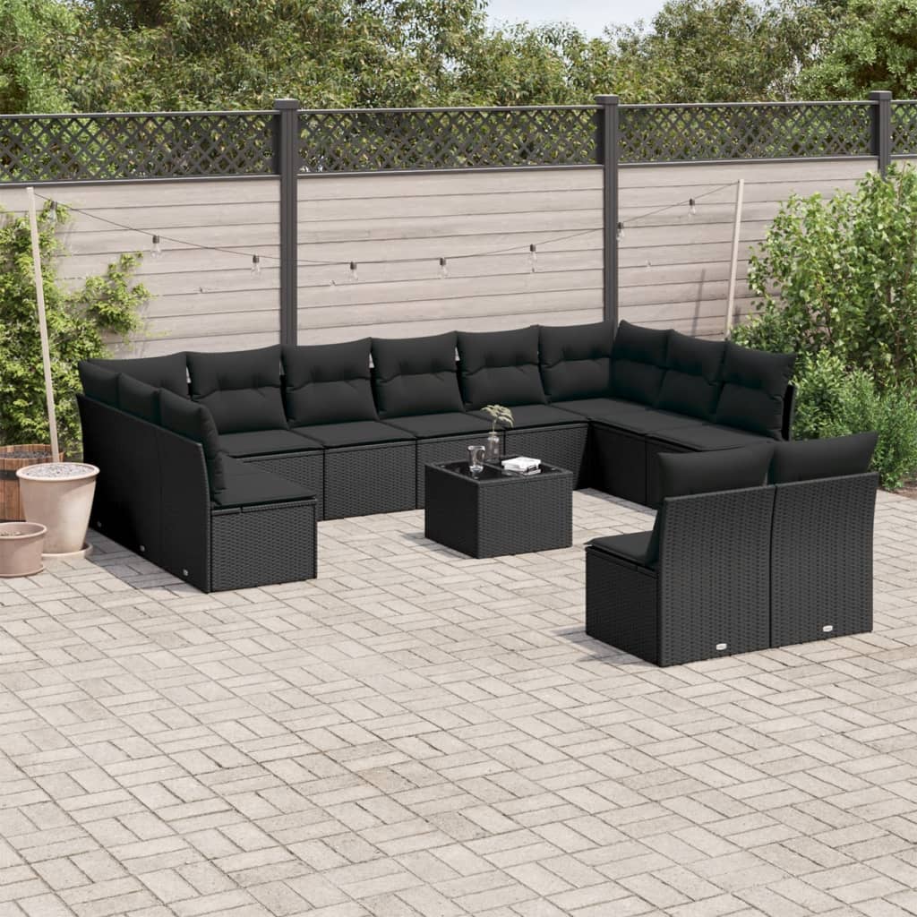 12-delige Loungeset met kussens poly rattan