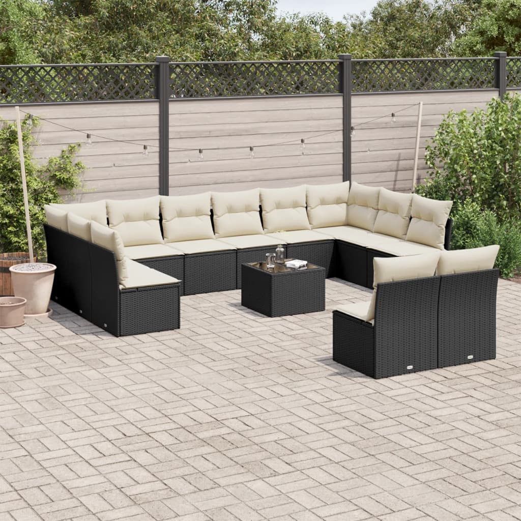 12-delige Loungeset met kussens poly rattan