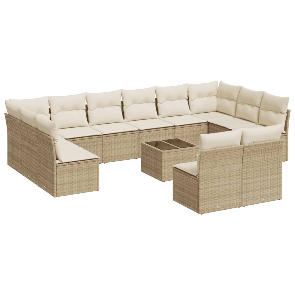 12-delige Loungeset met kussens poly rattan