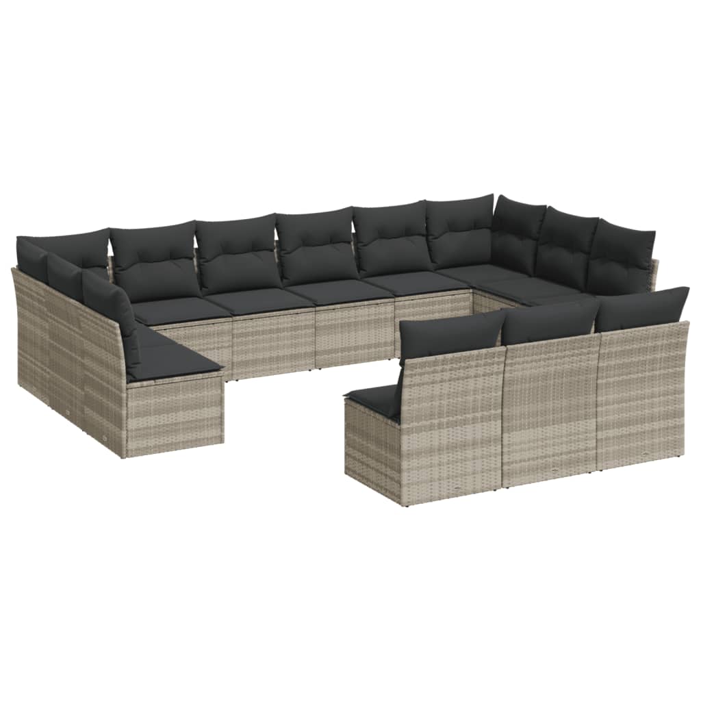 14-delige Loungeset met kussens poly rattan beige