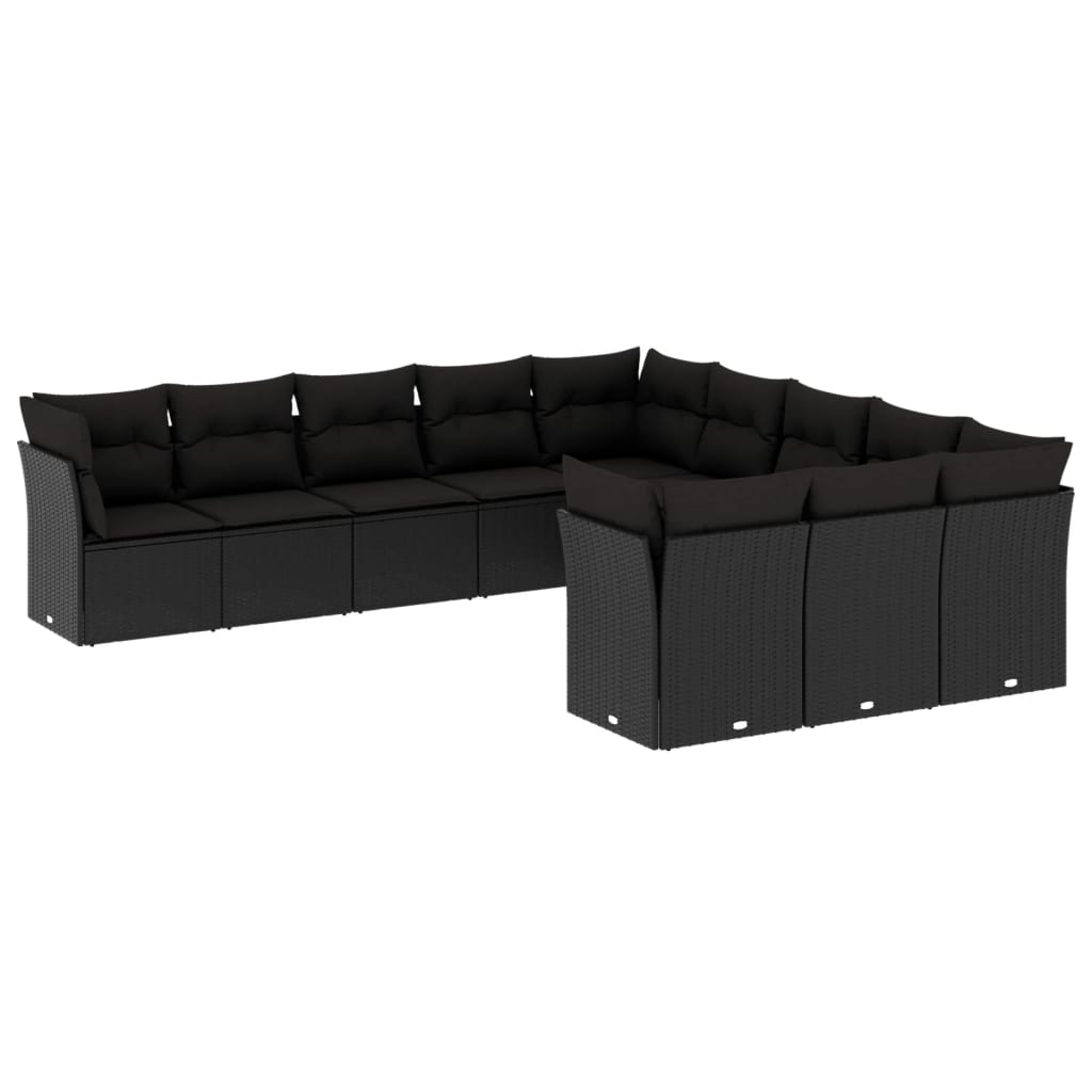 12-delige Loungeset met kussens poly rattan bruin