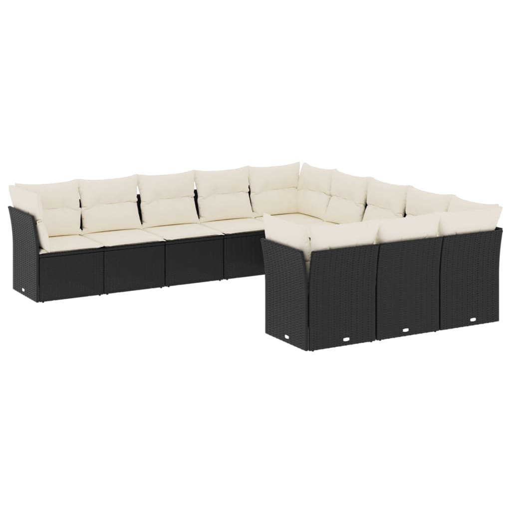 12-delige Loungeset met kussens poly rattan beige