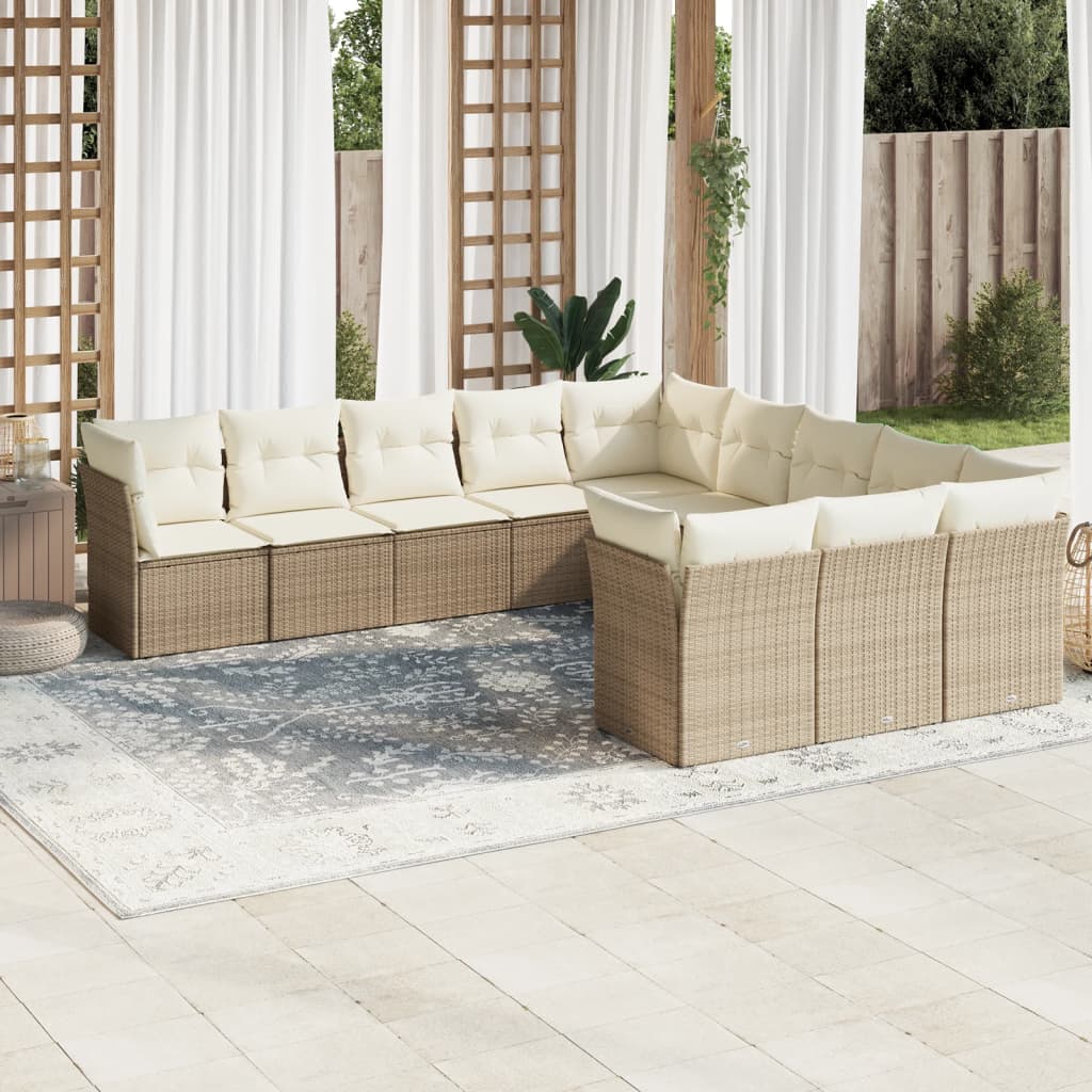 12-delige Loungeset met kussens poly rattan