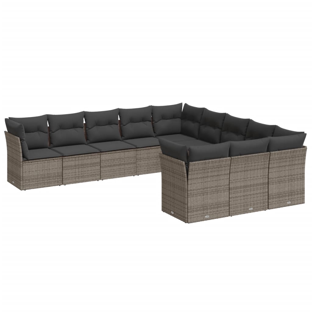 12-delige Loungeset met kussens poly rattan beige